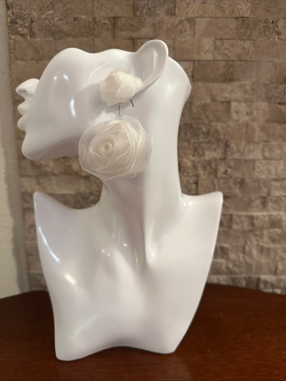 Elegant White Rose Drop Earrings - Women Jewelry Earrings